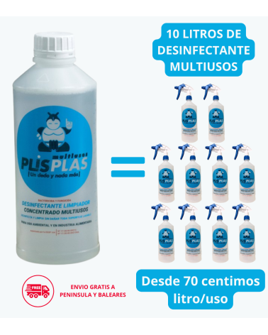 Pack 6 L – Desinfectante PLIS PLAS Multiusos Pro – Uso profesional (6 × 1 L + 2 pulverizadores)