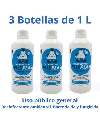 Pack de 3 botellas de 1 L de Desinfectante PLIS PLAS Multiusos Pro – Uso público general