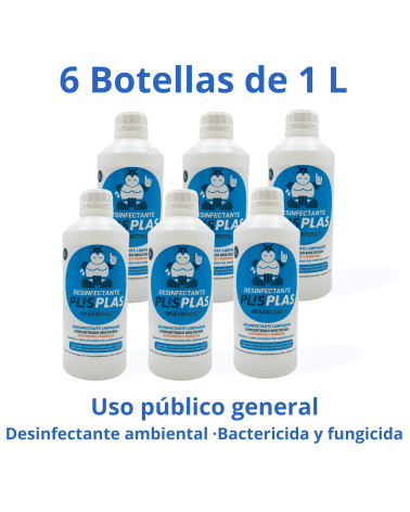 Pack de 6 botellas de 1 L de Desinfectante PLIS PLAS Multiusos Pro – Uso público general