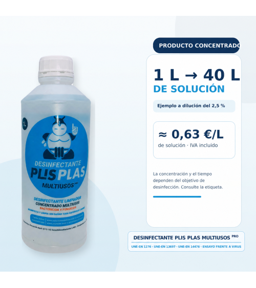 Desinfectante PLIS PLAS 1 L concentrado: rendimiento y preparación de solución