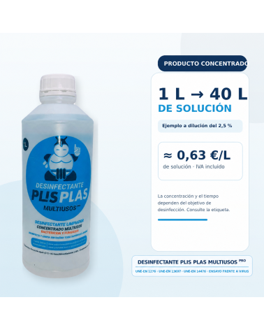 Desinfectante PLIS PLAS 1 L concentrado: rendimiento y preparación de solución