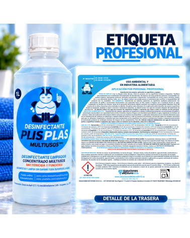Etiqueta trasera profesional de Desinfectante PLIS PLAS Multiusos Pro 1 L