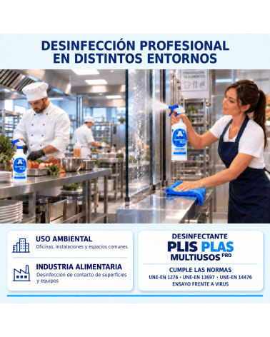 PLIS PLAS Multiusos Pro para desinfección profesional en distintos entornos