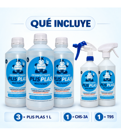 Contenido del pack PLIS PLAS Multiusos Pro 3 L para uso profesional