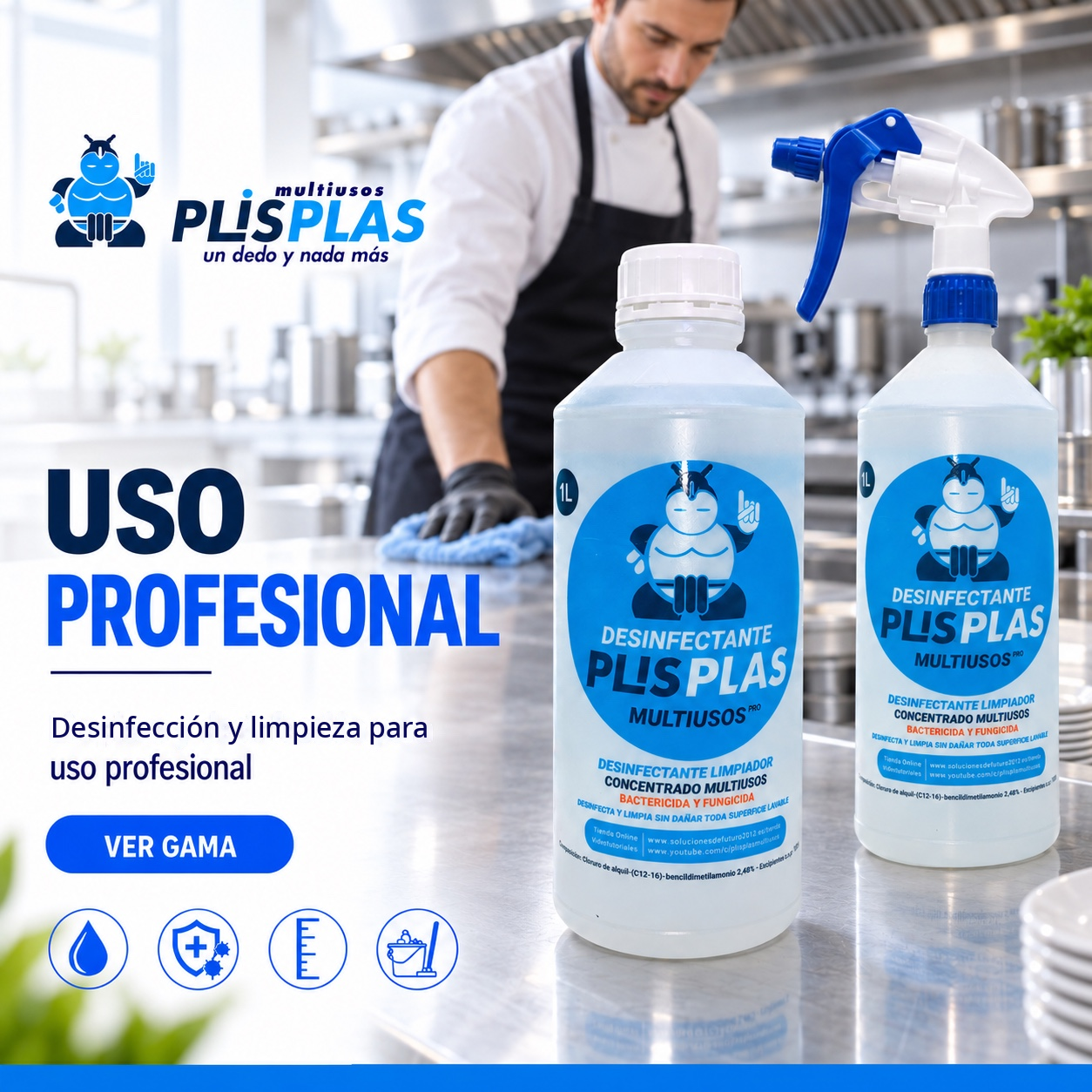 Desinfectante PLIS PLAS Multiusos Pro para uso profesional